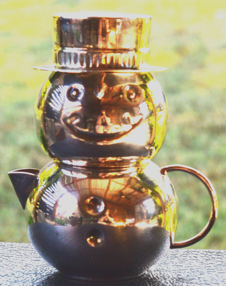 Vintage Silver Plated Snowman 3 piece Stackable Cream and Sugar