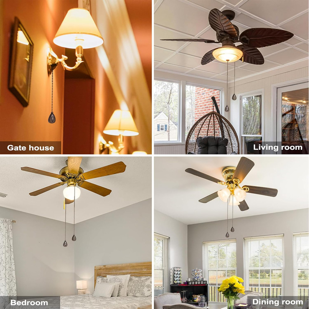 4 Pack Bronzed Ceiling Fan Pull Chain Extension, 12 Inches Classic Drop Shaped P