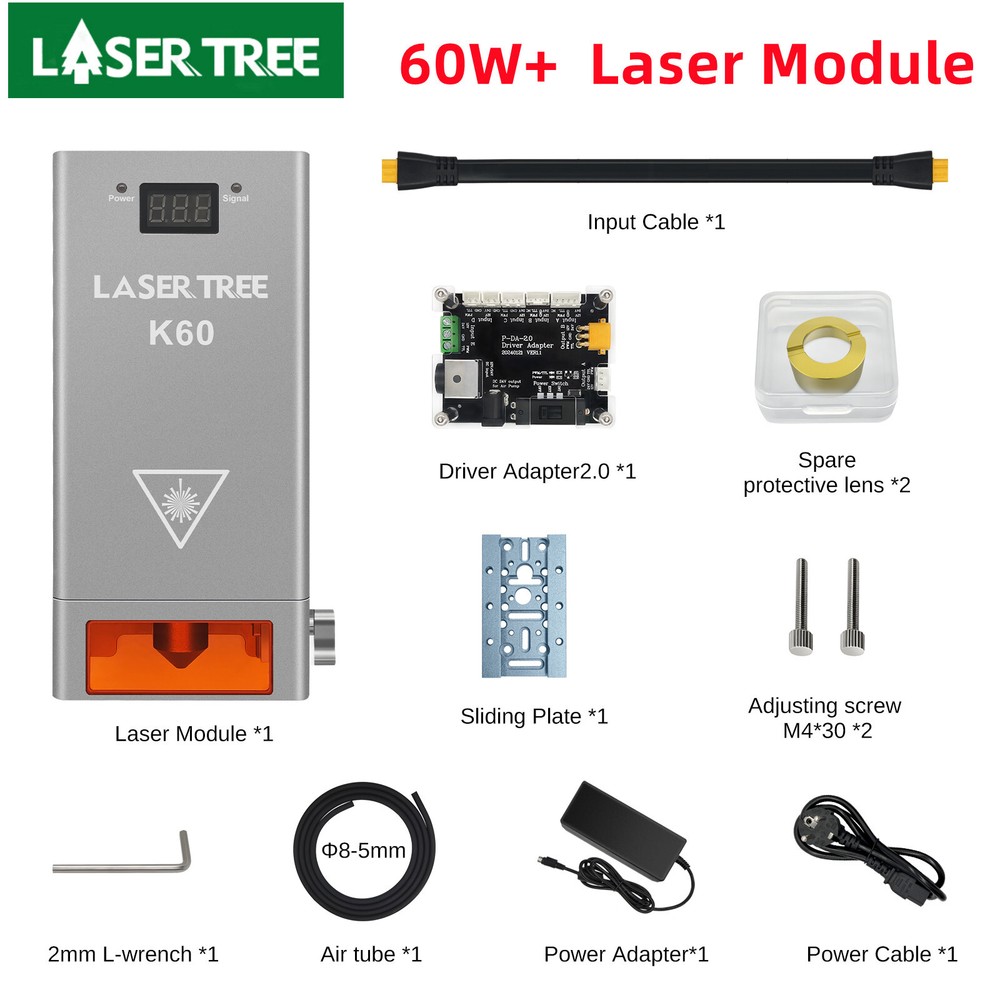 Upgrade 60W LASER TREE K60 Laser Module Head for Laser Engraving Cutting DIY