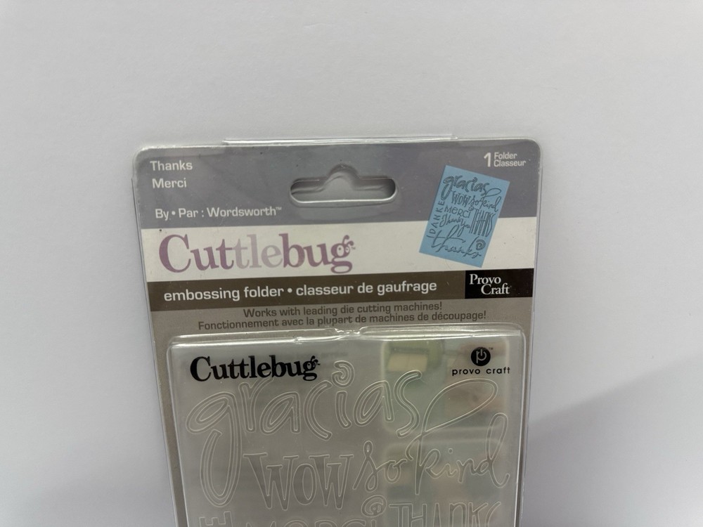 Embossing Folder NEW 2006 Cuttlebug Provo Craft THANKS, VTG, Original Packaging