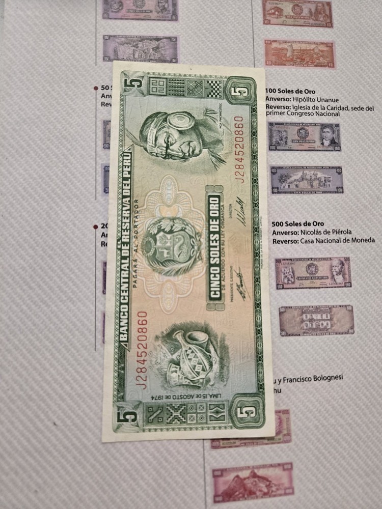 Complete Set Sol de Oro Peru Banknotes