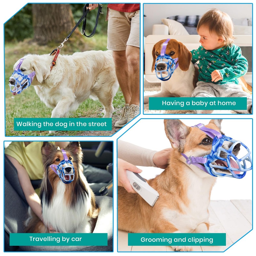 Dog Basket Muzzle, Anti-Biting Chewing Cage Muzzle, Lightweight and Comfortab...