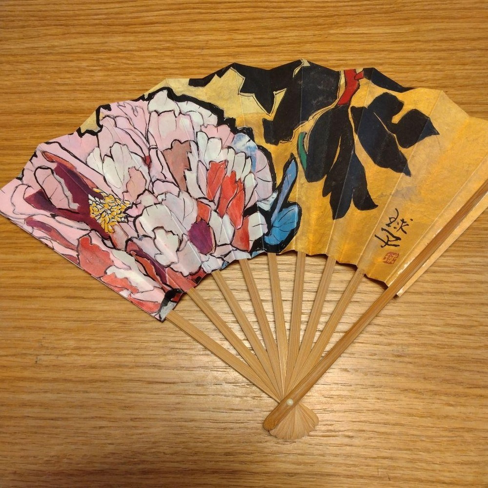 Folding Sensu Fan floral design