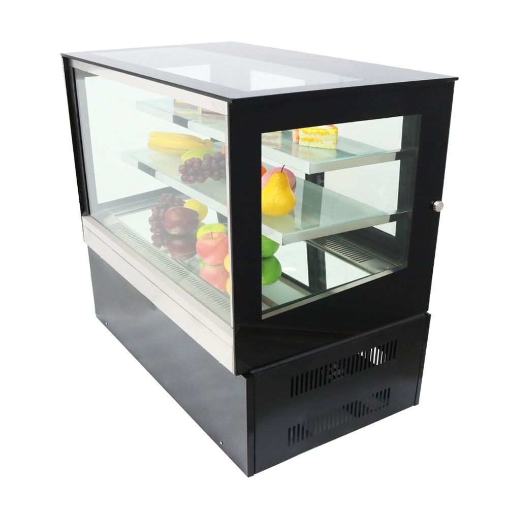 220V 3-Layer Refrigerated Cake Showcase Rear Sliding Doors Display Cases LED