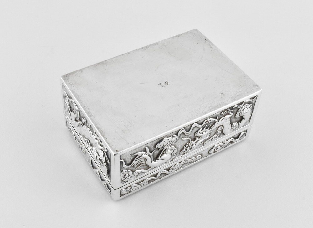 Antique Victorian Solid Silver Chinese Export Box, Wang Hing, c1880