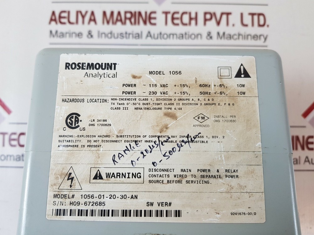 Rosemount emerson 1056-01-20-30-an liquid analyzer (Not Working)