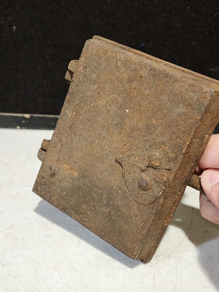 Antique Fireplace Waffle Maker 25" Blacksmith Forged Wrought Iron NICE PATTERNS