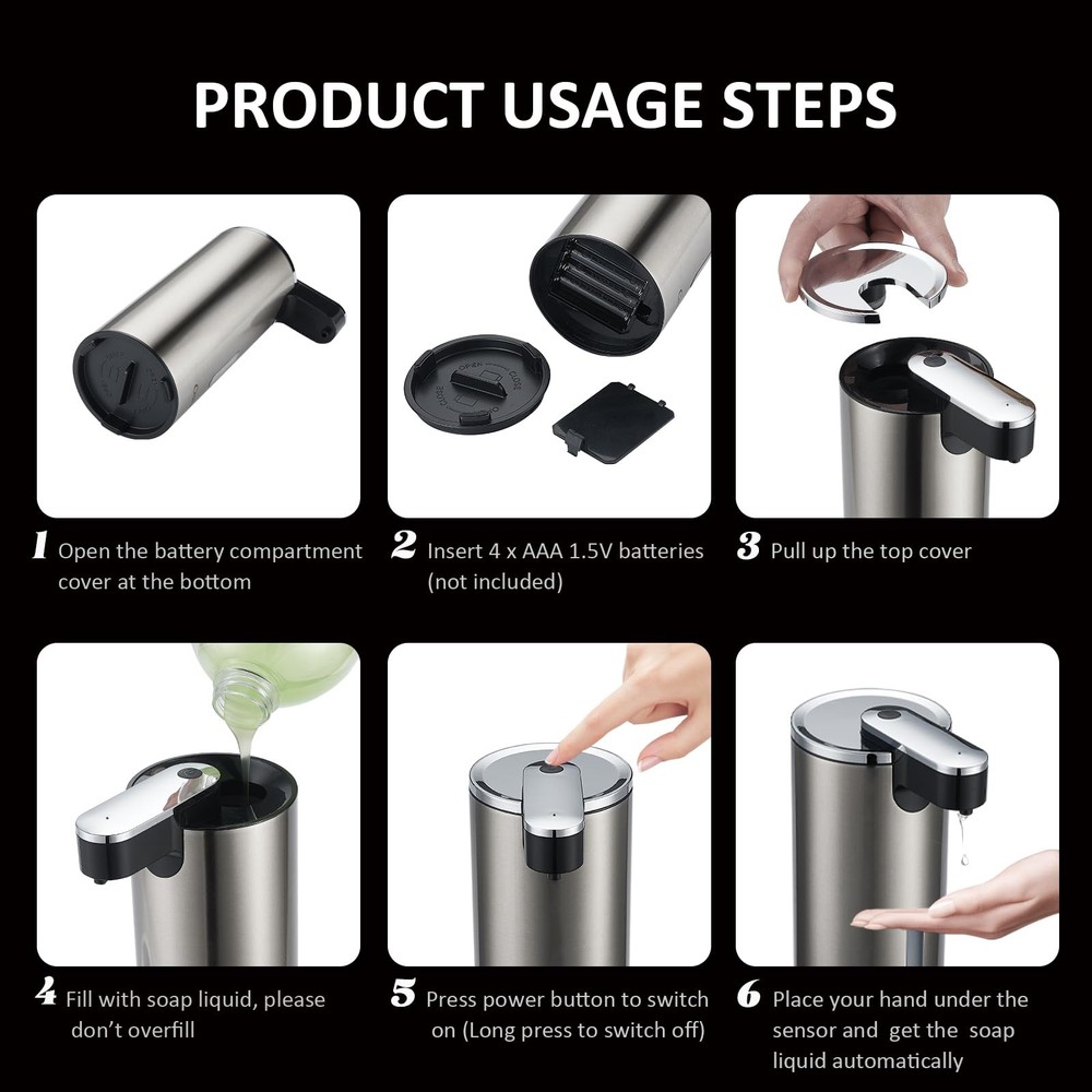 Automatic Soap Dispenser, Liquid Chromed & Stainless Steel