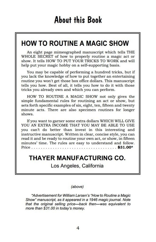 How to Routine a Magic Show by William Larsen