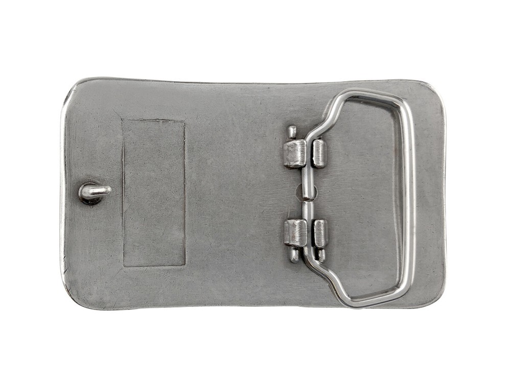 Engraved Rectangular Frame Gold and Sterling Silver Plated Western Belt Buckle