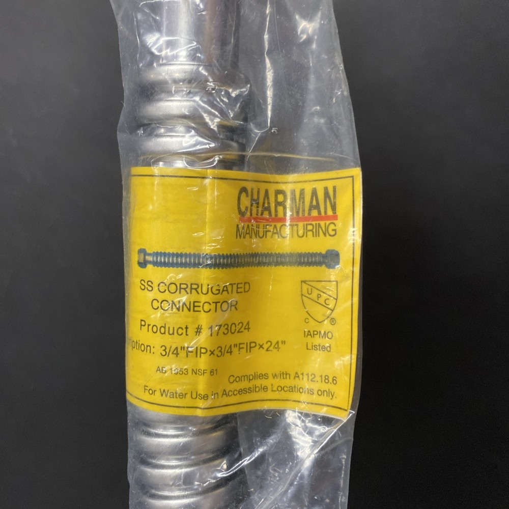 (2) CMI 24” Corrugated Stainless Steel Flexible Water Line, 3/4” FIP X 3/4” Z2