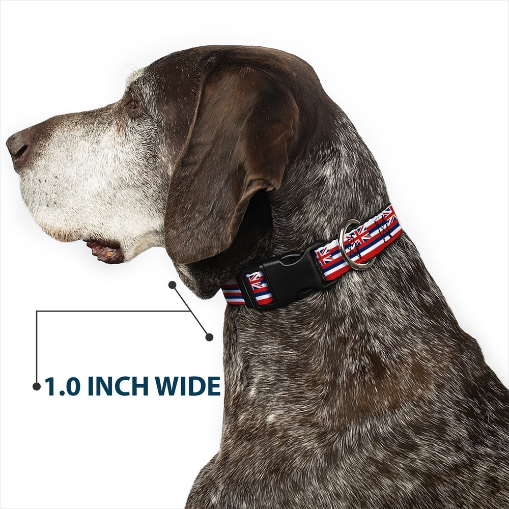 Plastic Clip Collar Hawaii Flag Continuous Repeat Medium 11-16.5"