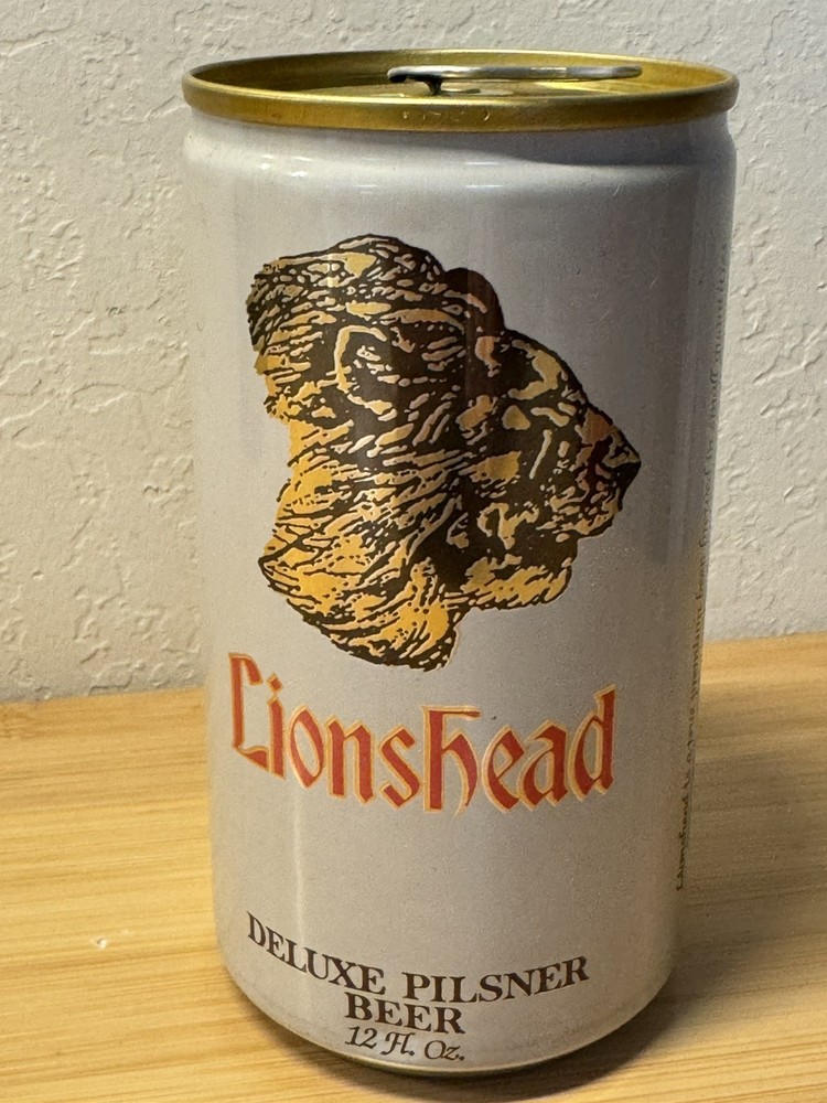 Lionshead Deluxe Pilsner Beer - Empty top opened Beer Can
