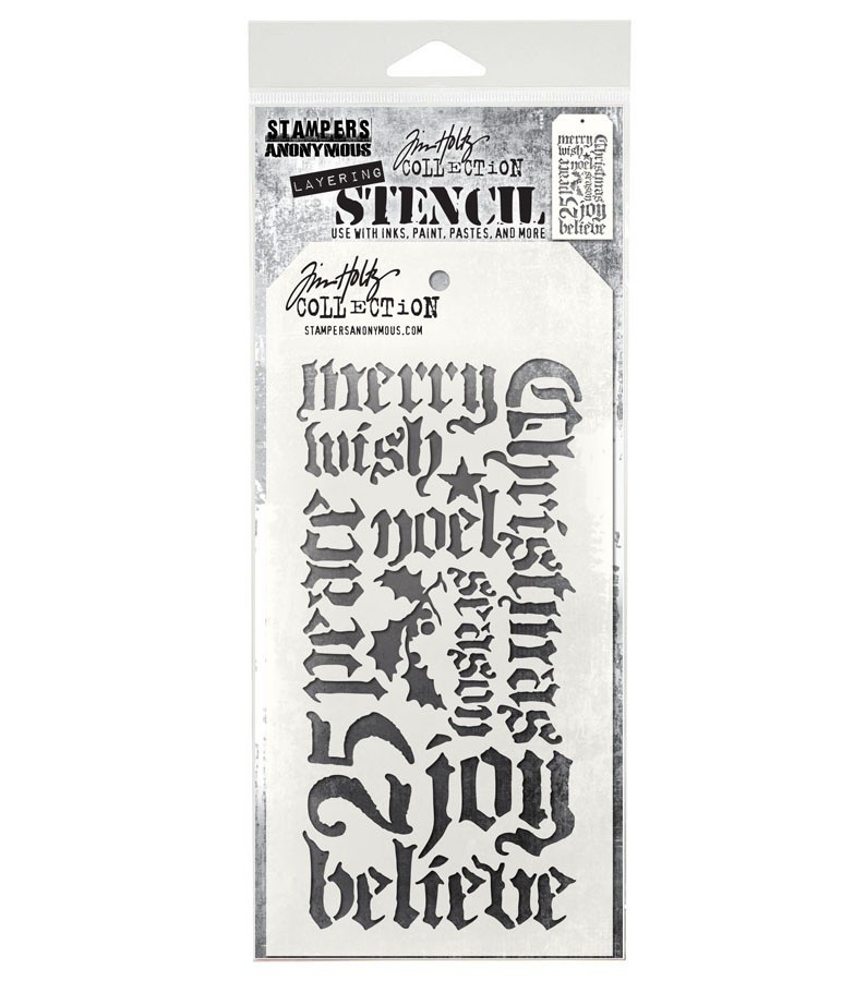 Stampers Anonymous Tim Holtz Layered Stencil 4.125"X8.5"-Holiday Script