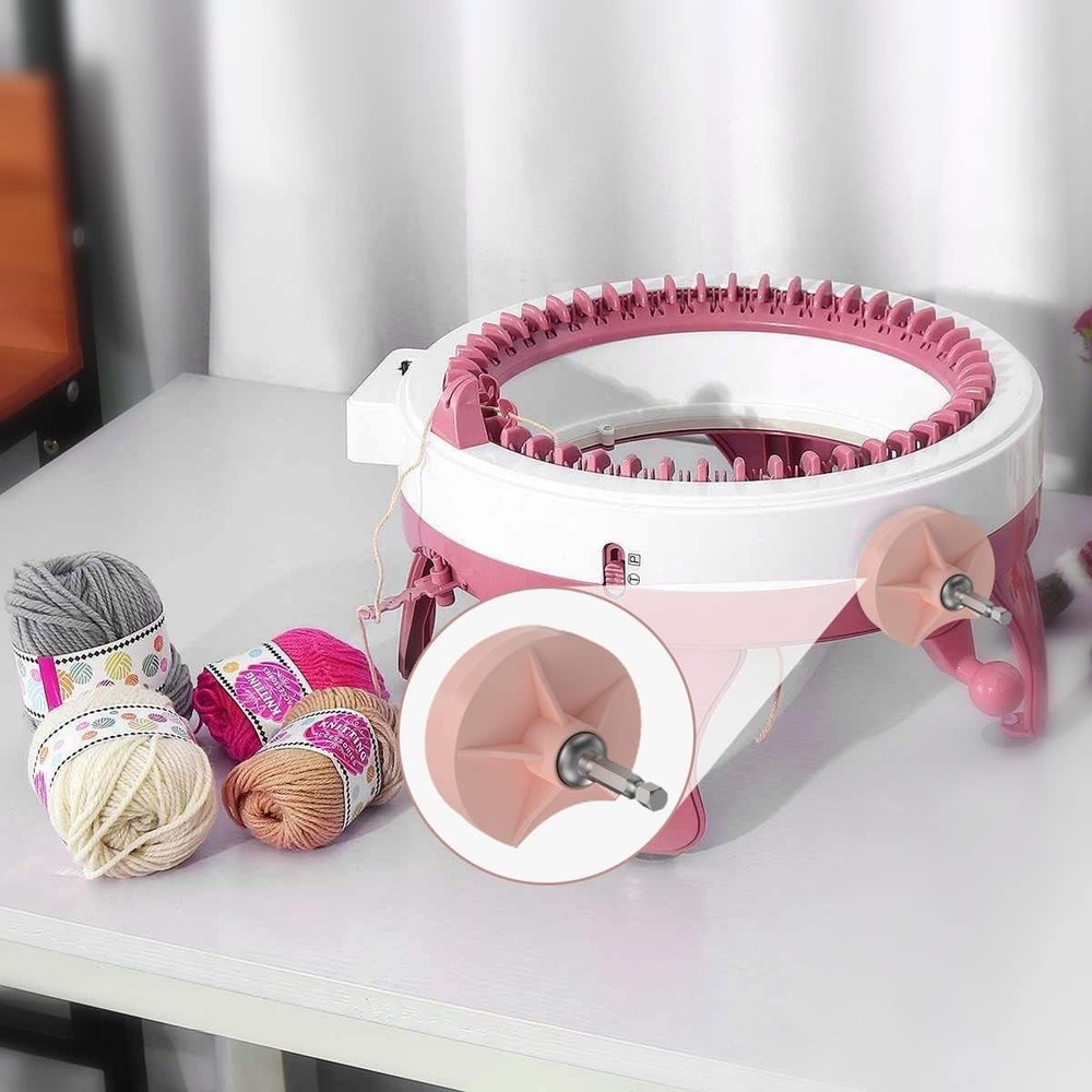 Efficient Pink Knitting Machine Adapter: Quick Crank Handle for DIY Projects