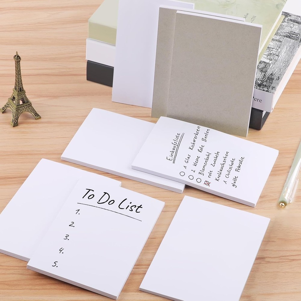 Note Pads In, Blank Notepad, White Scratch Pads for Writing, 50