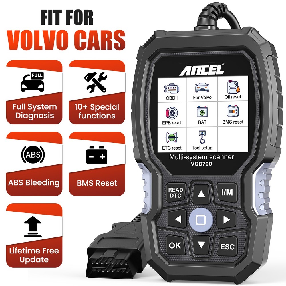 ANCEL VOD700 OBD2 Scanner Diagnostic Tool For VOLVO Car Full System Code Reader