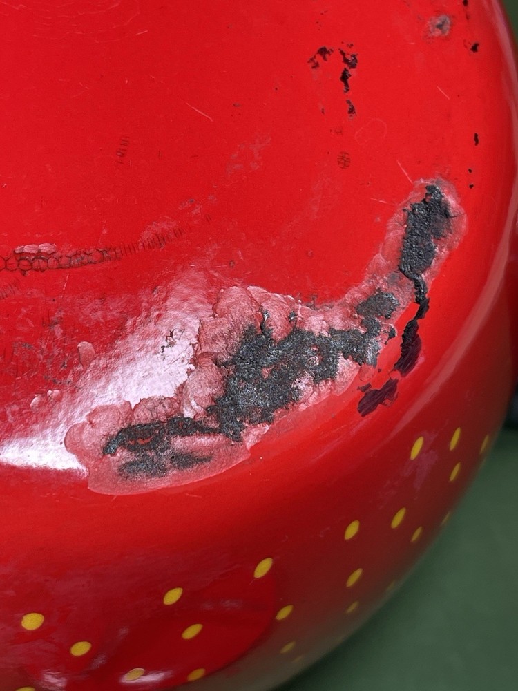 Vtg COPCO ENAMELWARE STRAWBERRY 2.5 Quart - Tea Kettle *Missing Whistle Cap*