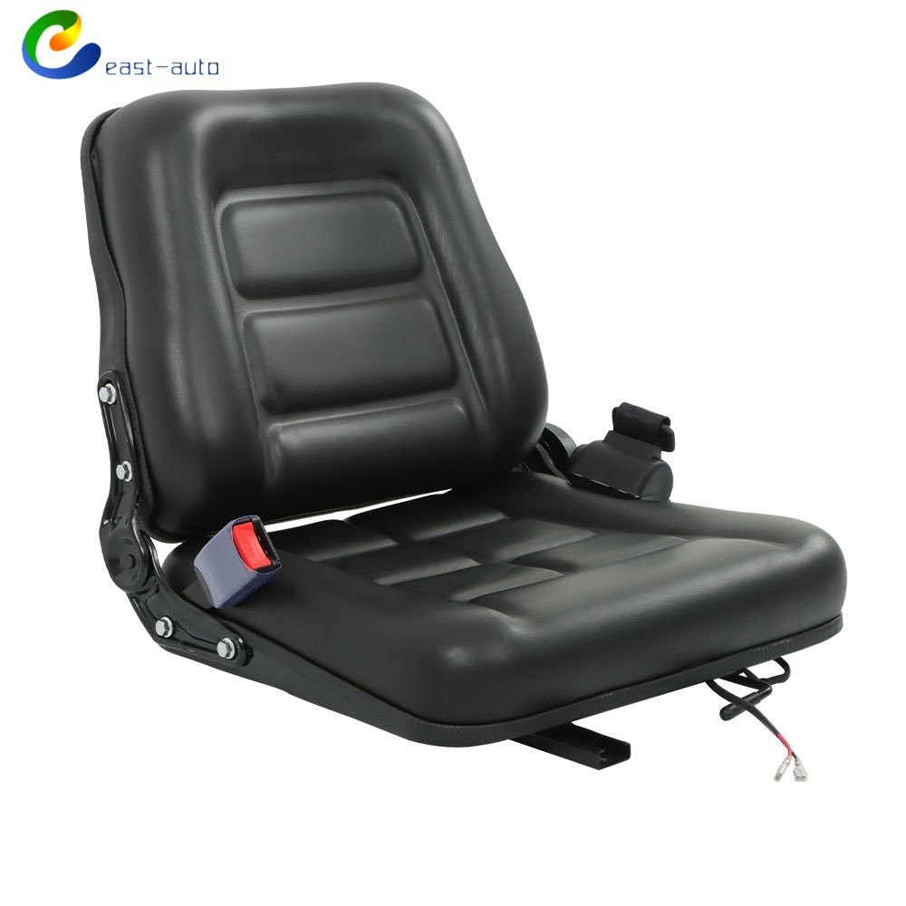 Fold Down Tractor Seat Adjustable Back & Seatbelt Universal Forklift Seat