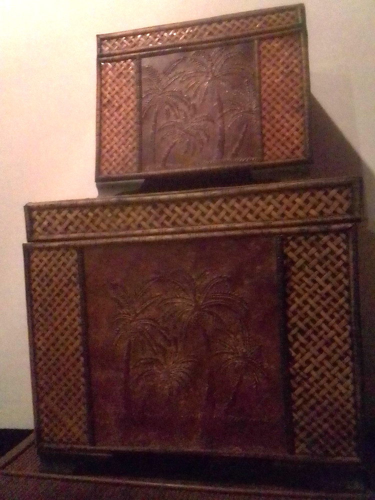 Two Wicker Chest With Palm Tree's MEDIUM & LARGE-SAME DAY SHIPPING