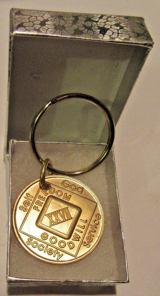 NARCOTICS ANONYMOUS NA KEY TAG 27  YEAR Keyring medallion Clean