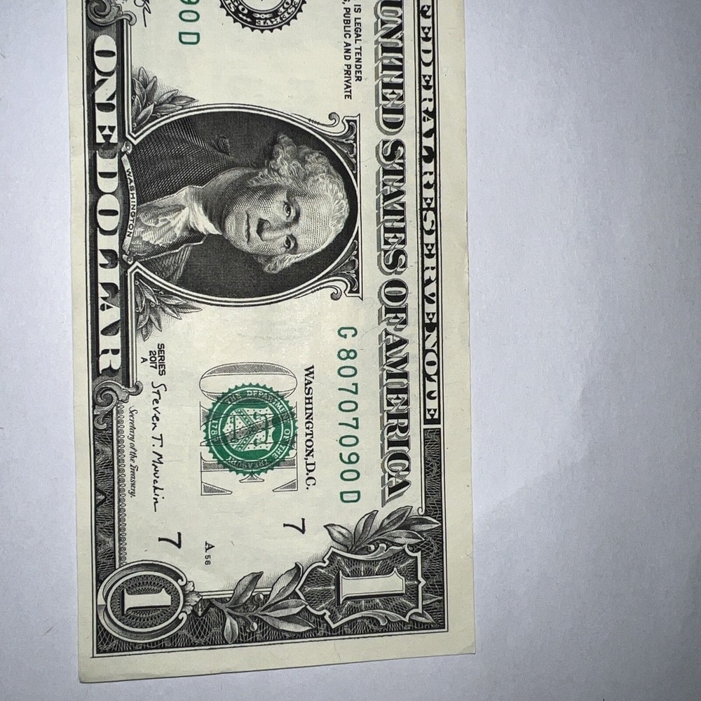 1 Dollar 2017, Cutting Error, Fancy Serial Number