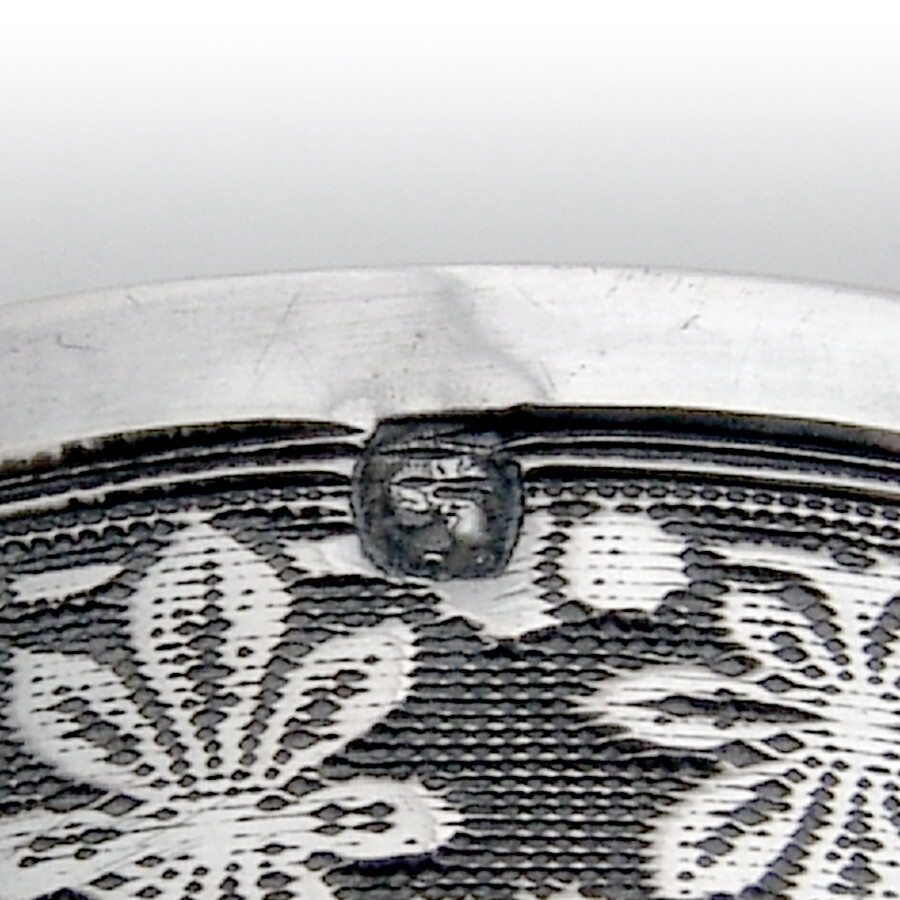 Engine Turned Foliate Tea Strainer Basket Austrian 900 Silver 1900