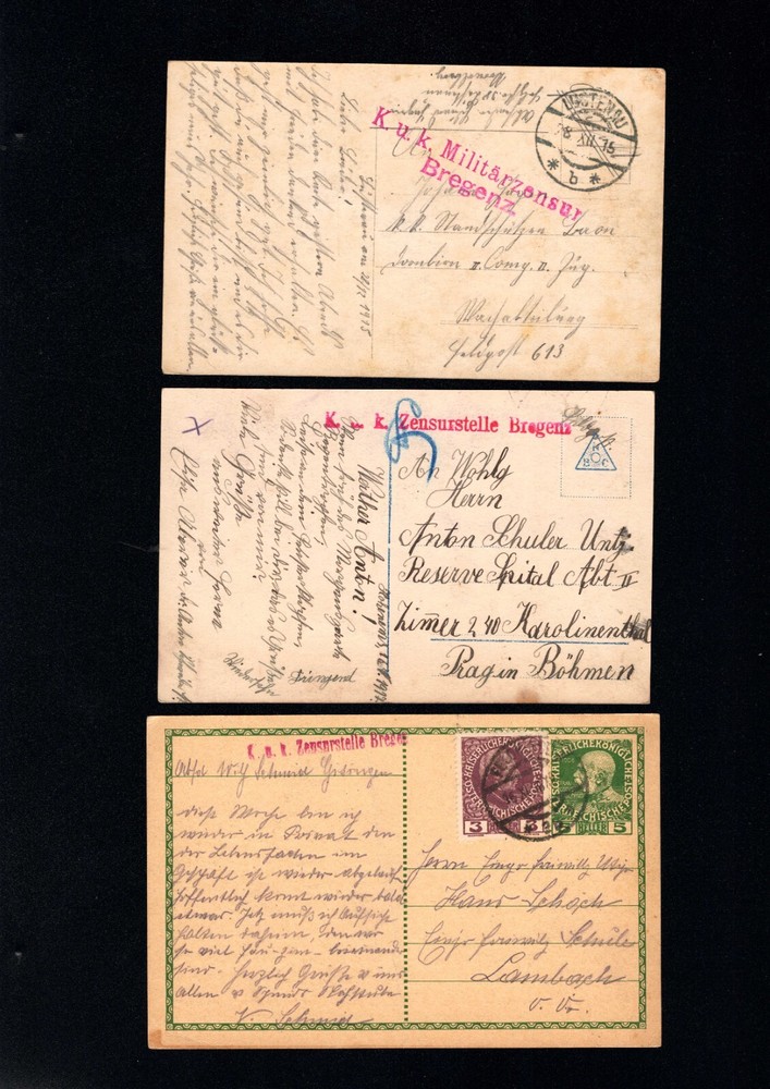 Austria - 5 Receipt 'Bregenz' Censorship Stamp (A1321)