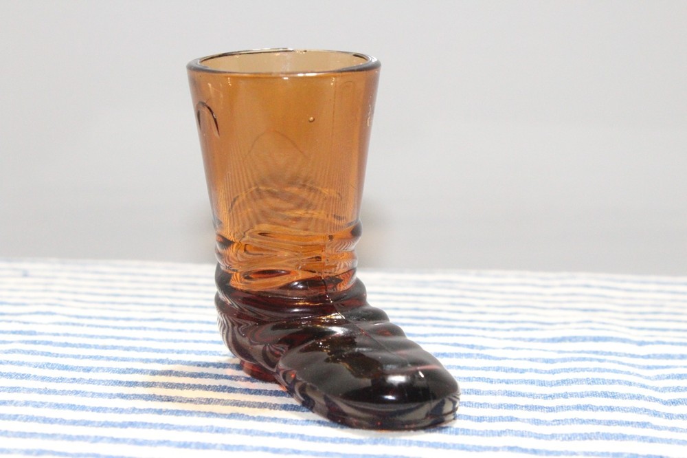 Small Amber Boot Shaped Toothpick Holder