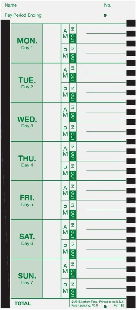 Durable Employee Time Card Pack, 100 Count for Accurate Payroll Processing
