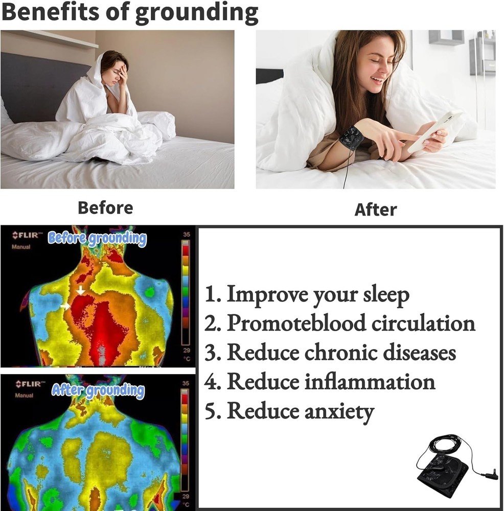 Adjustable Grounding Wrist Strap with 15ft Cord - For a Better Sleep Experience