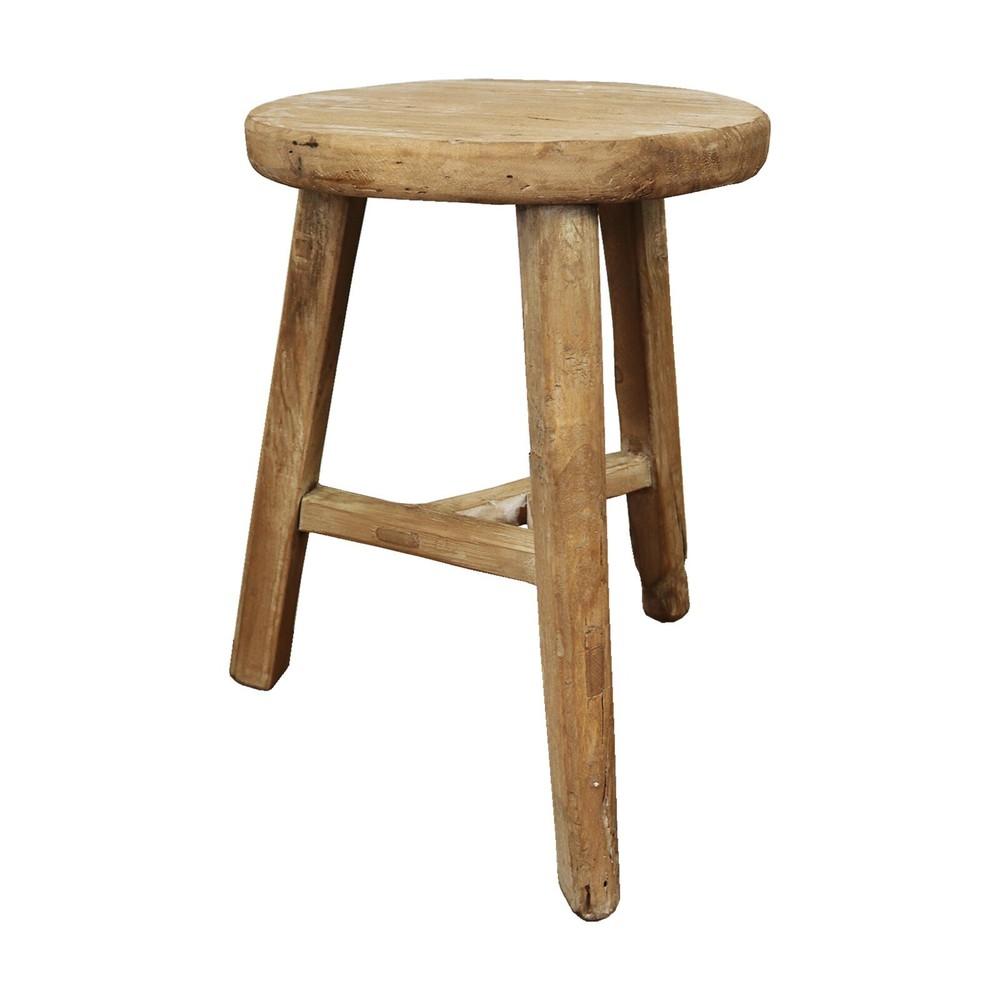 Rustic Circular Barn Stool Farmhouse Side Table, Bathroom Stool - Height 50cm