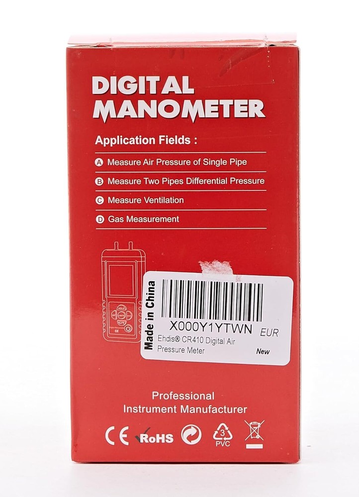 Advanced Digital Gas Pressure Tester with Multiple Units - Durable Rubber Design