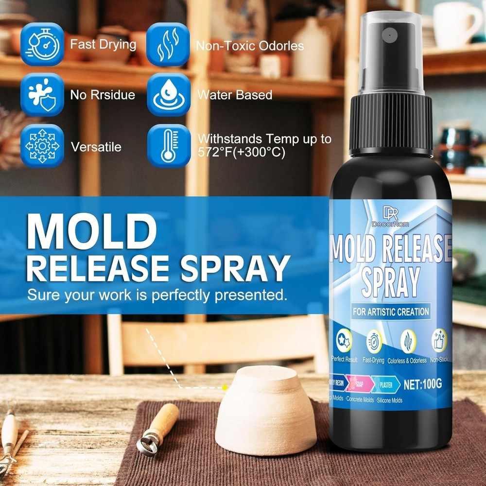 Mold Release Spray, 7oz Silicone Mold Release Spray, Water Based Fast Drying Odo