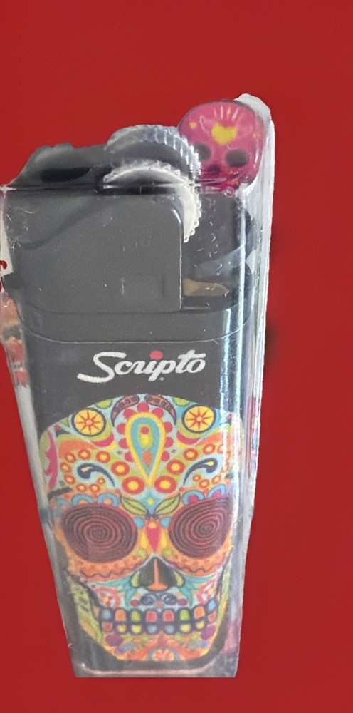 Scripto Premium Quality Lighter *Colorful Skull Design* (Adjustable Flame)