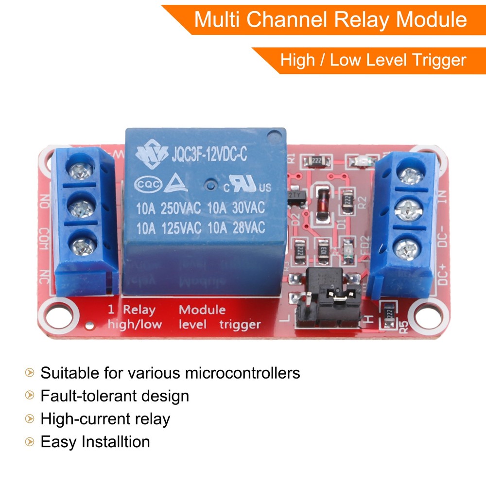 6 x DC 12V 1 Channel Relay Module High or Low Level Trigger for Electronics