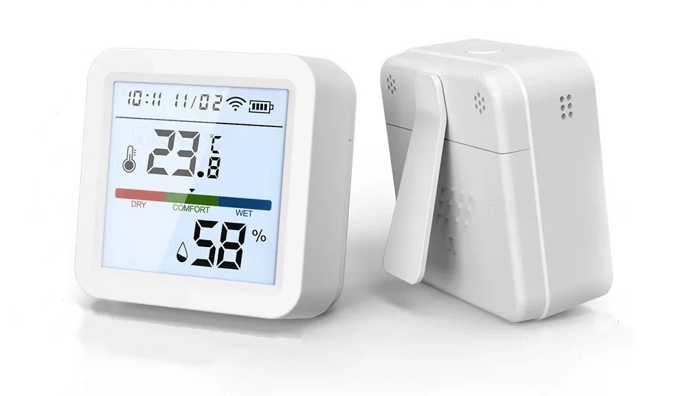 Wifi Thermometer & Humidity Sensor, AAA Battery Powered, Screen w/ Backlight