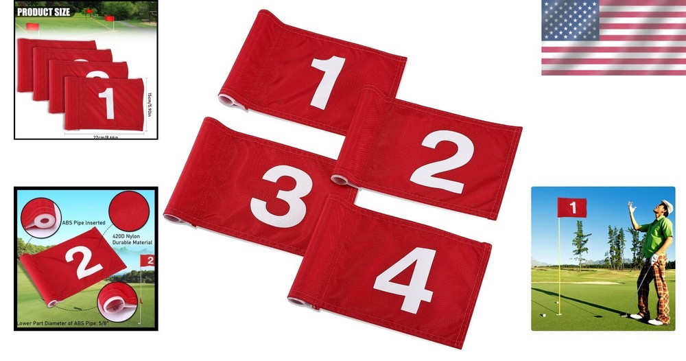 Durable Numbered Golf Flags - 4PCS 15x22cm Training Flags for Skill Improvement