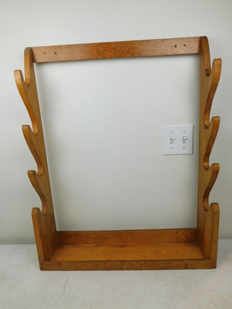 Display Rack Solid Wood 4 Cane Sword Rifle Holder Wall Mount