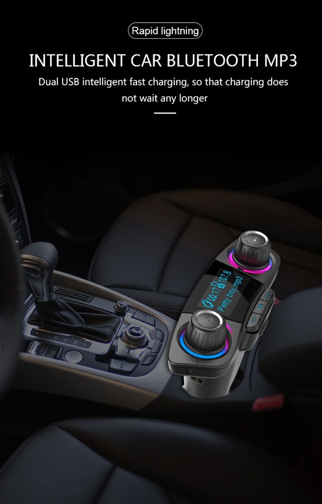 MP3 Player Car Bluetooth 4.0 FM Transmitter Wireless Adapter Audio Aux Modulator