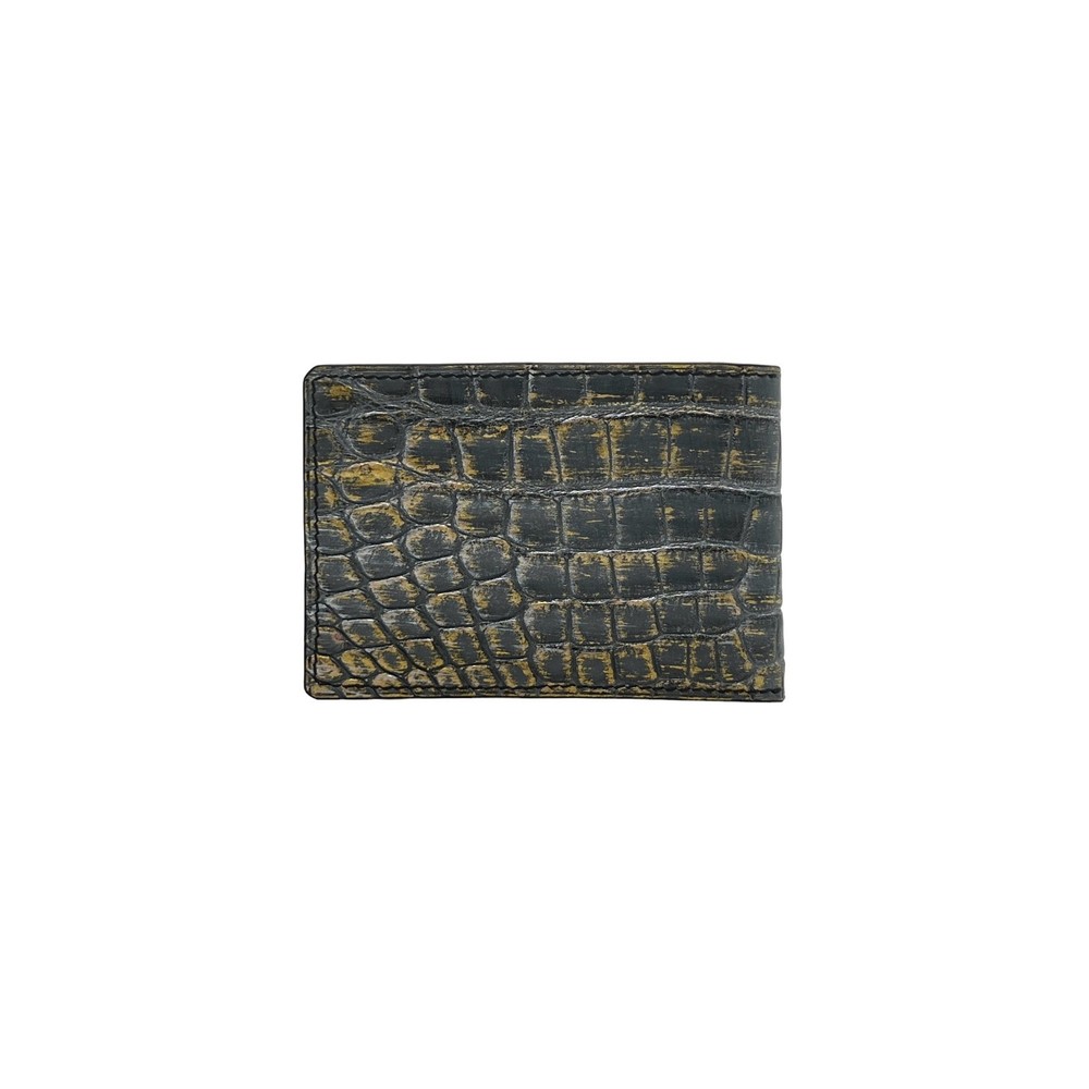 Handmade Rustic Black Gold Aligator Leather Wallet