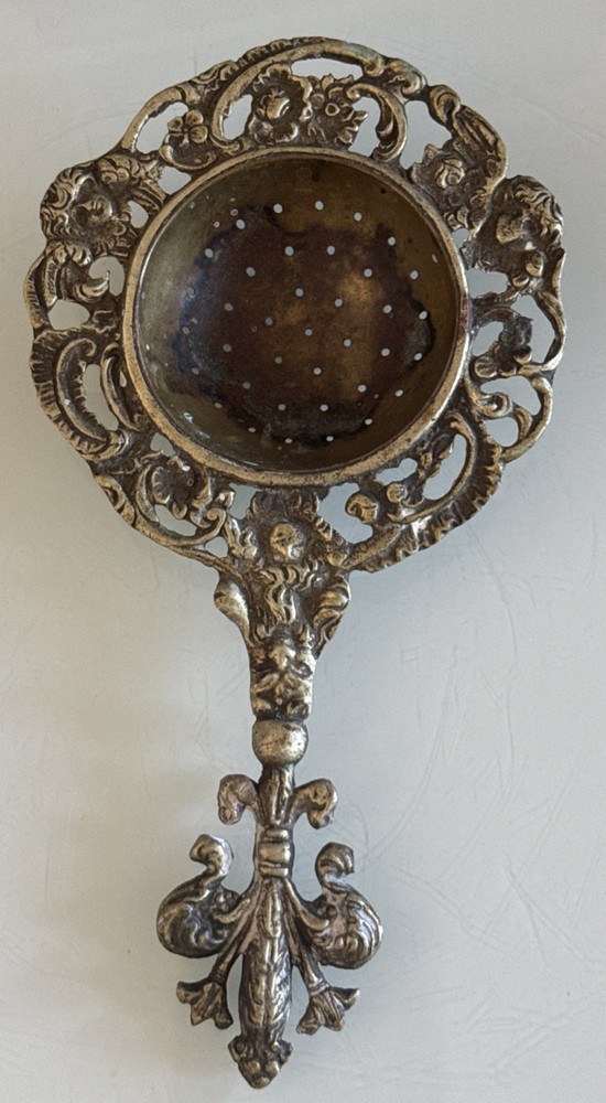 Antique Brass Ornate Tea Strainer