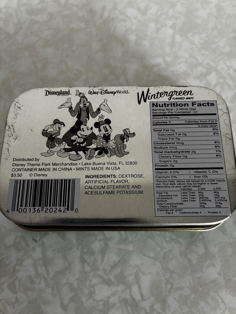 Walt Disney World Wintergreen Mints Tin - empty