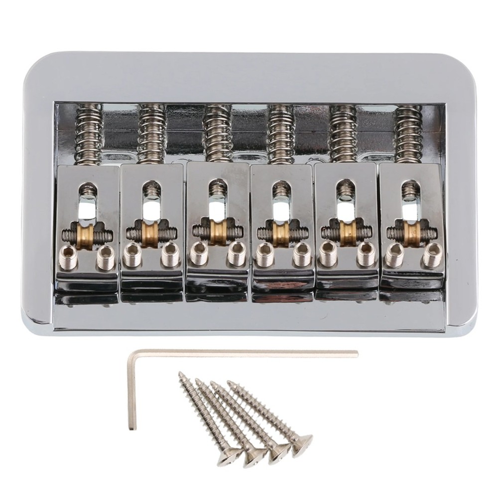 Adjustable Electric Guitar Bridge 10.5mm Spacing with fixed Roller saddle Chrome