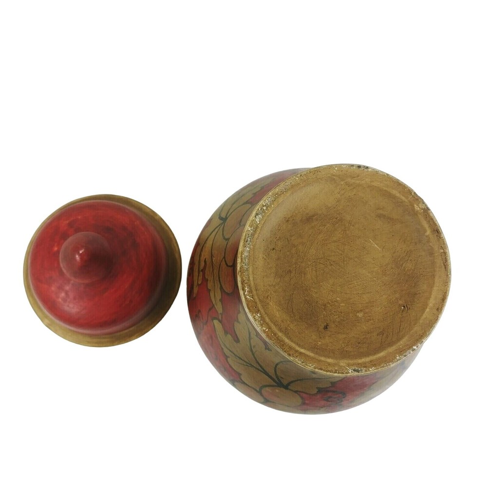 Storage Urn Canister Ginger Jar Lid Hand Painted Grapevine Design
