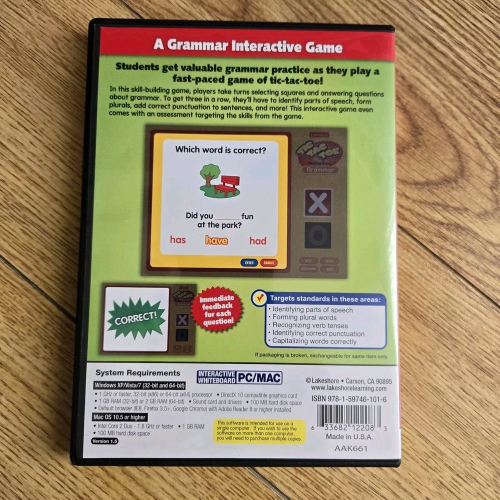INTERACTIVE WHITEBOARD: TIC-TAC-TOE: GRAMMAR (LAKESHORE PC-MAC 2006) EDUCATIONAL