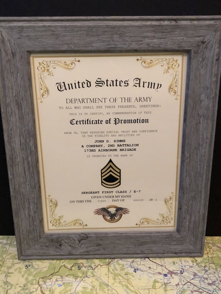 SERGEANT FIRST CLASS / SFC (E-7) U.S. Army ~ Commemorative Promotion Certificate