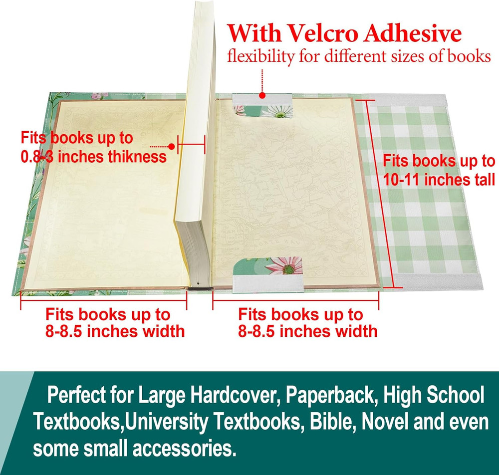 Adjustable Paperback Book Cover Protector, Washable Soft Canvas Fabric Book C...