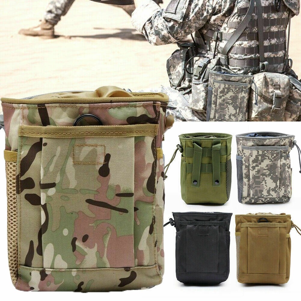 Tactical Molle Drawstring Mags Dump Pouch Shotgun Shell Holder Tool Belt Bag