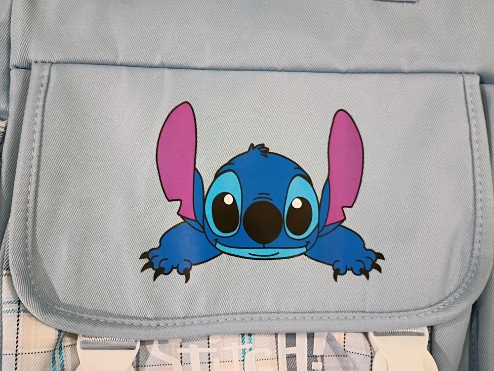 Stitch Backpack Blue And White Plaid